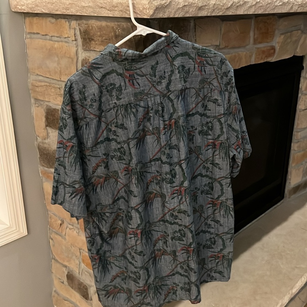 Floral Denim Short Sleeve Button Down Shirt, CPO Provisions - Picture 2 of 3